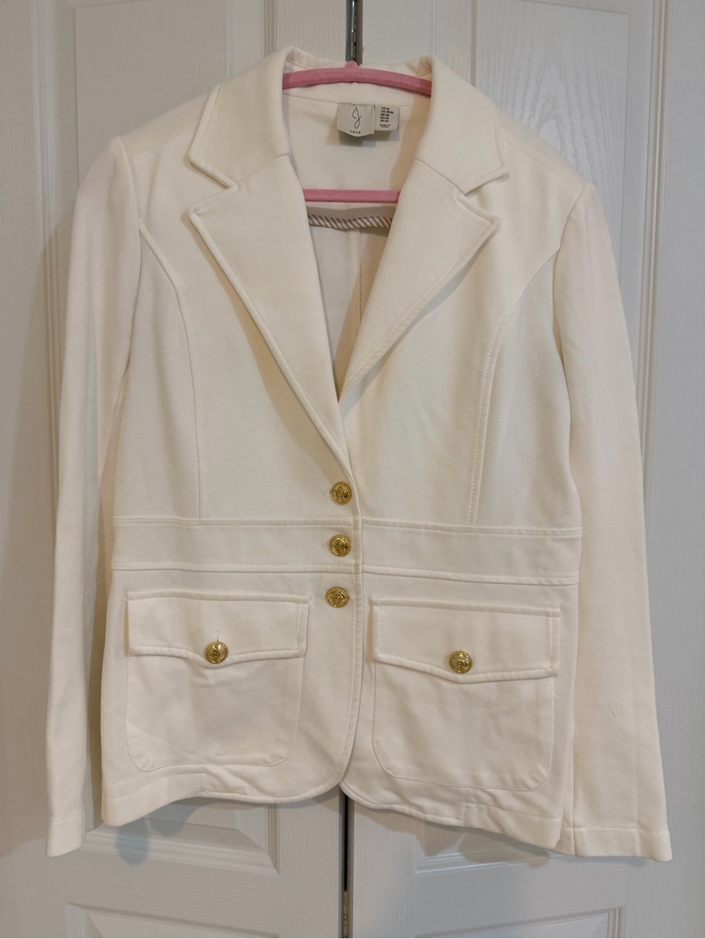 Joie white Tailored Blazer with Gold Buttons stretch professional size medium